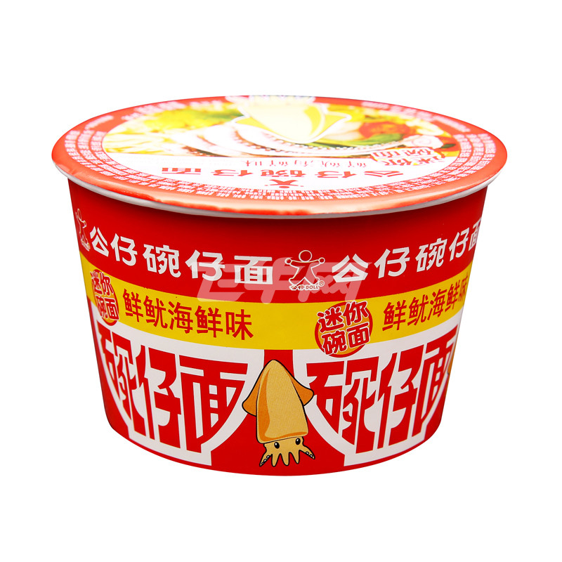 公仔碗仔面鲜鱿海鲜味 34g/杯