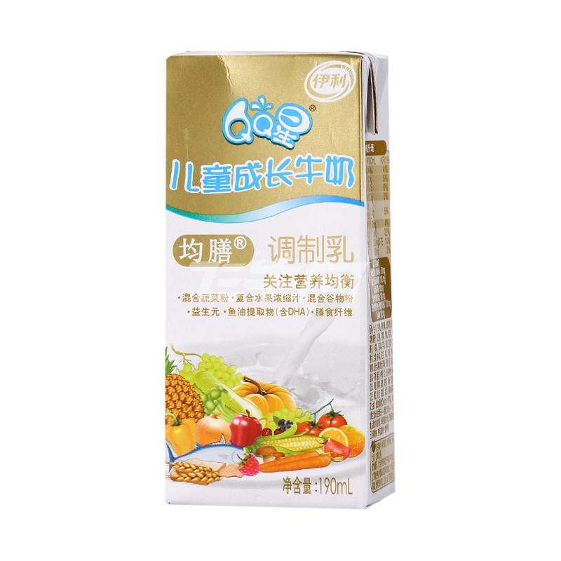 伊利qq星儿童成长牛奶(均膳)190ml/盒