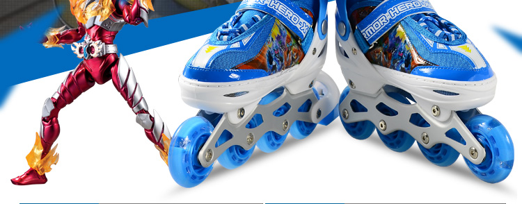 乐士ENPEX 铠甲勇士可调直排闪光轮滑鞋套装溜冰鞋旱冰鞋 KJ-333