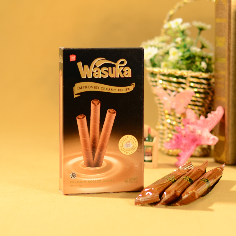 Wasuka 哇酥咔 卡布奇诺味爆浆威化卷 印度尼西亚进口 48g
