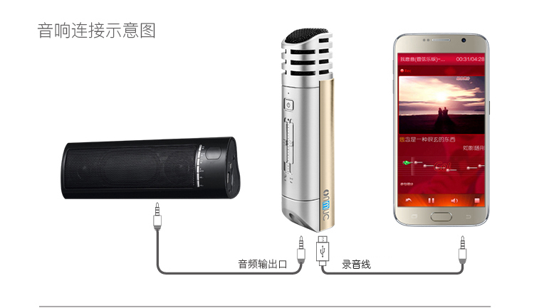 唛客/onmuc 全民K歌唱吧麦克风 苹果手机/安卓手机/小米手机专用电容话筒 M3 玫瑰红 安卓版