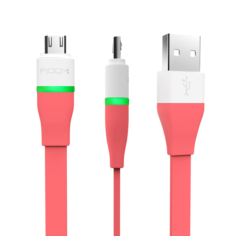 洛克（ROCK） USB数据线 智能断电发光充电线 适用于安卓手机 1米 红色