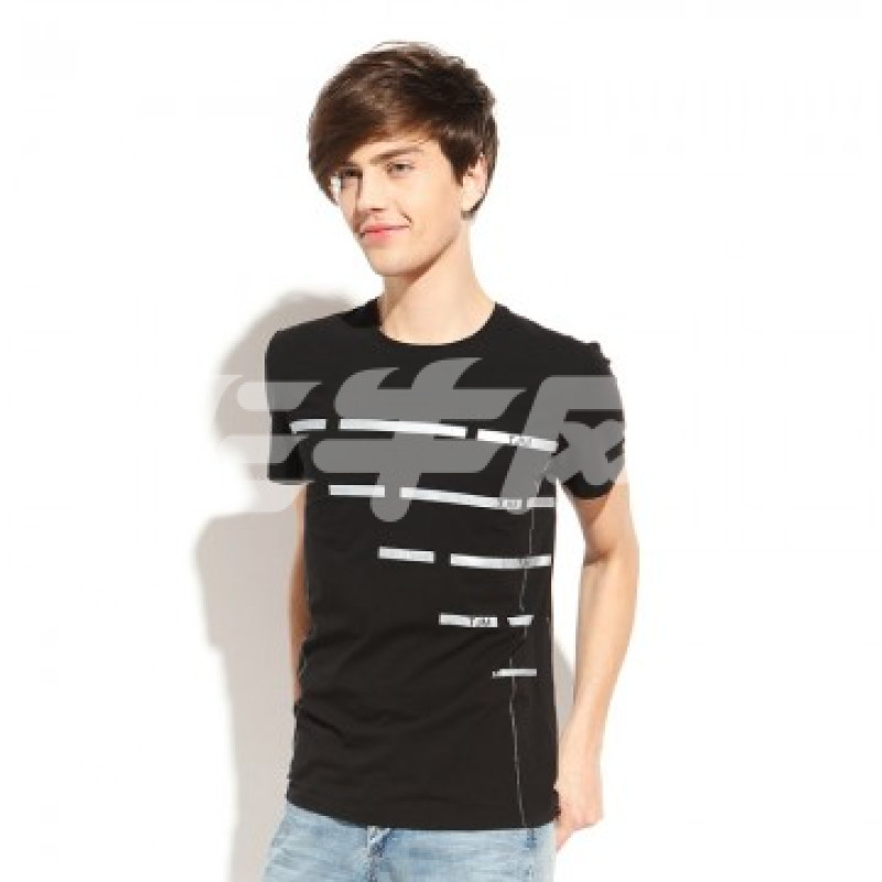 tony jeans 男式烫银条纹修身t恤衫 1213209260 黑色99 m