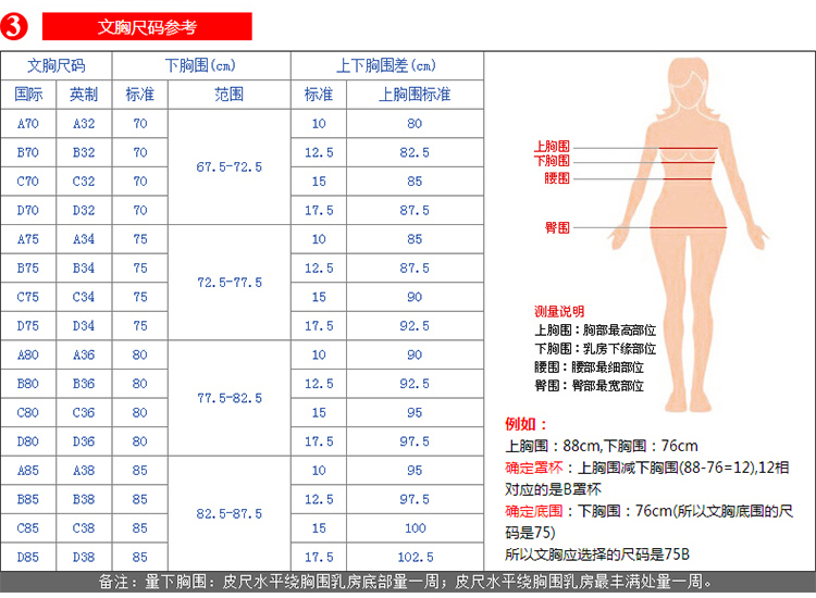 幸福狐狸内衣尺码表_内衣尺码表(3)